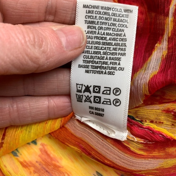 LUCKY Brand Sheer Multicoloured Long  Sleeve Blouse Medium - Picture 9 of 9